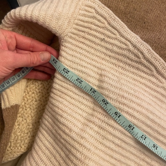 French Connection Wool Blend Colorblock Neutrals Roll Neck Sweater - Picture 8 of 11